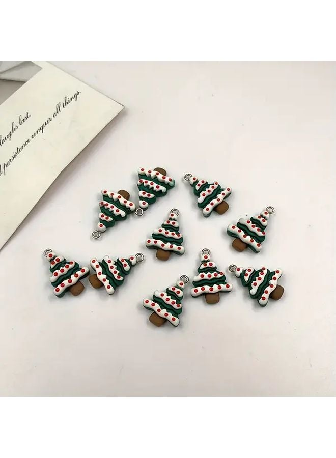 10pcs Mini Christmas Tree Resin Charms For DIY Jewelry Kawaii Holiday Crafting - Image 3
